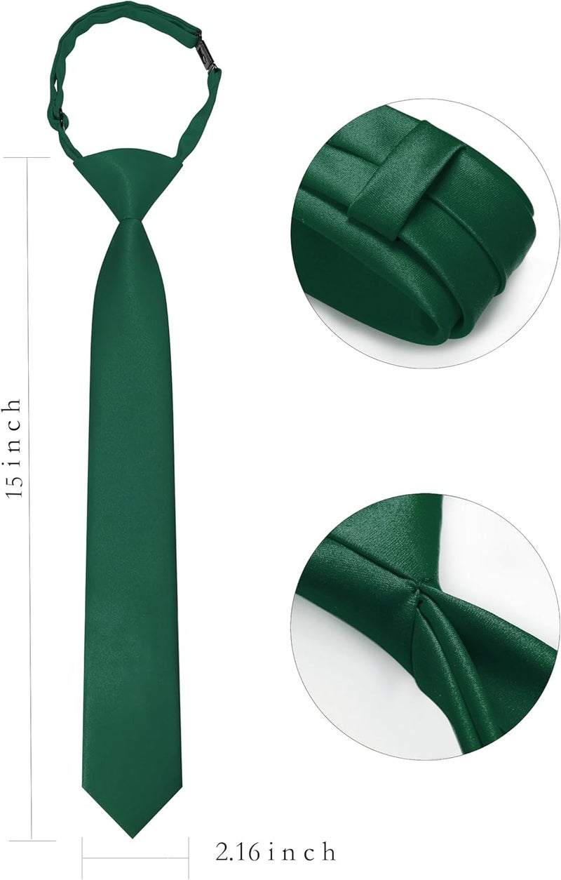 RBOCOTT Solid Color Satin Ties for Boys and Kids Pre-tied Adjustable Necktie for Age 8-12 Wedding and School Graduation - Image 1